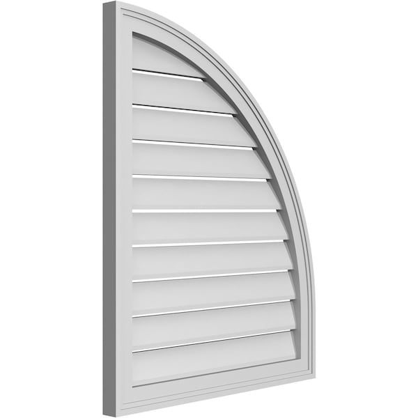 Quarter Round Top Right Surface Mount PVC Gable Vent W/ 2W X 2P Brickmould Sill Frame, 26W X 32H